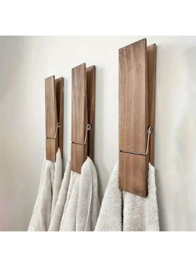 White 3pcs Wooden Wall Mounted Towel Racks Set Multi Purpose Home Decor - Image 2